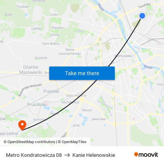 Metro Kondratowicza 08 to Kanie Helenowskie map