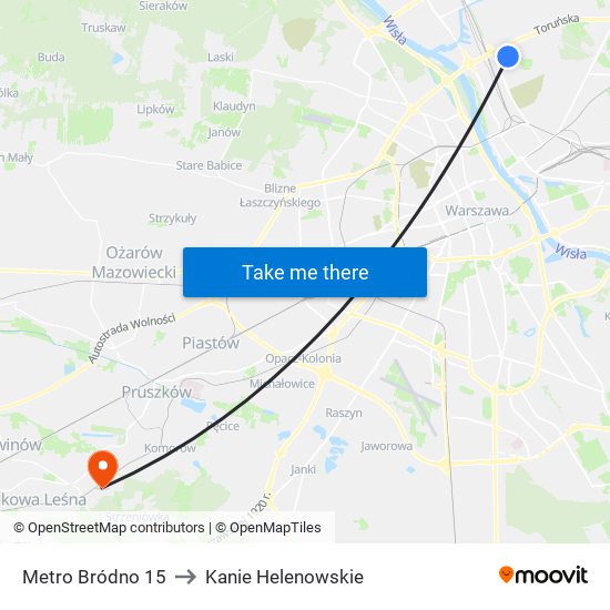 Metro Bródno 15 to Kanie Helenowskie map