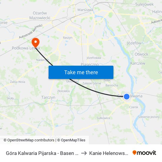 Góra Kalwaria Pijarska-Basen to Kanie Helenowskie map