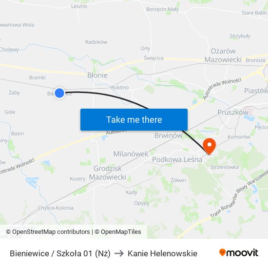 Bieniewice / Szkoła to Kanie Helenowskie map