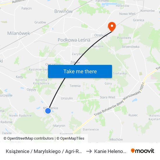 Książenice / Marylskiego / Agri-Rol (Nż) to Kanie Helenowskie map