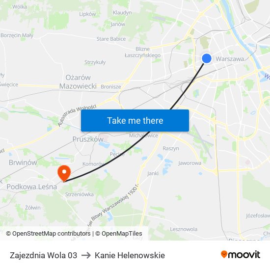 Zajezdnia Wola 03 to Kanie Helenowskie map