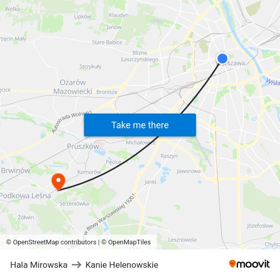 Hala Mirowska to Kanie Helenowskie map