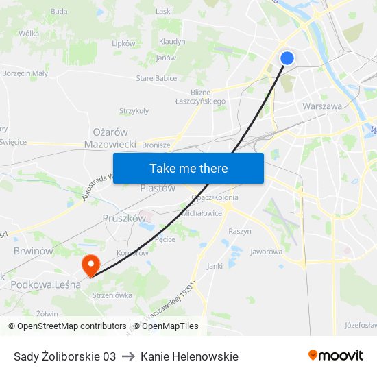 Sady Żoliborskie 03 to Kanie Helenowskie map