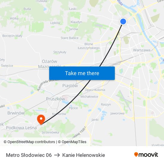 Metro Słodowiec to Kanie Helenowskie map