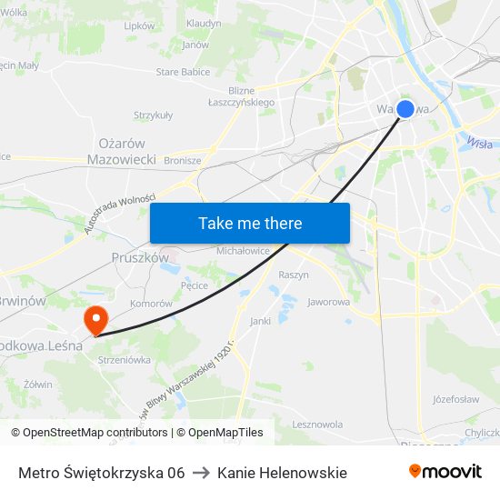 Metro Świętokrzyska 06 to Kanie Helenowskie map