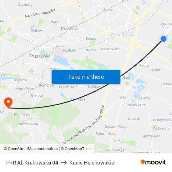 P+R Al. Krakowska 04 to Kanie Helenowskie map