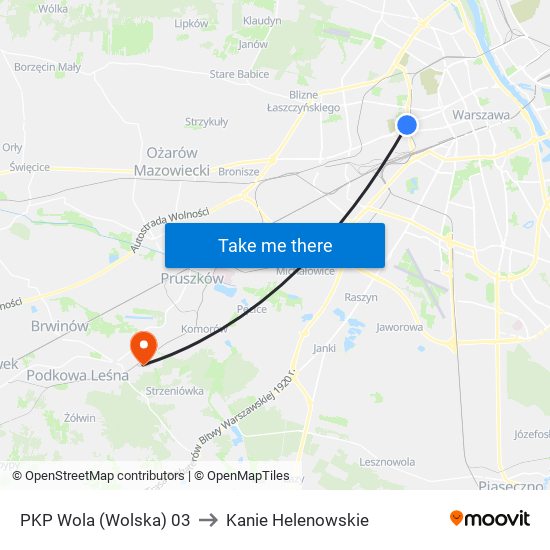 PKP Wola (Wolska) to Kanie Helenowskie map