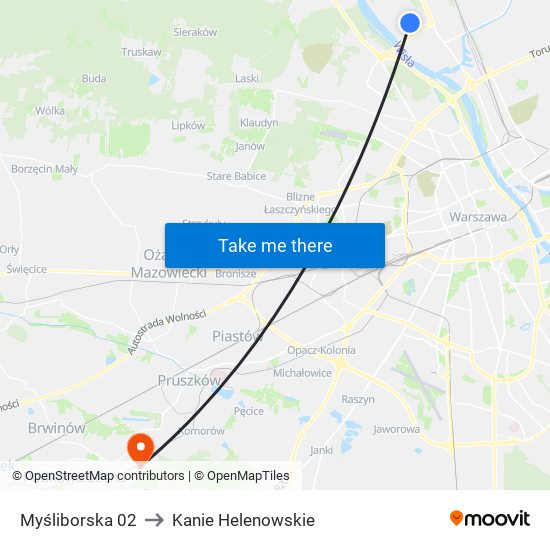 Myśliborska to Kanie Helenowskie map