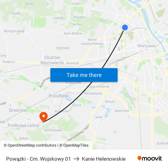 Powązki-Cm. Wojskowy to Kanie Helenowskie map