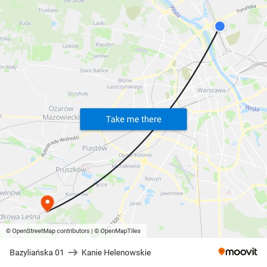 Bazyliańska 01 to Kanie Helenowskie map