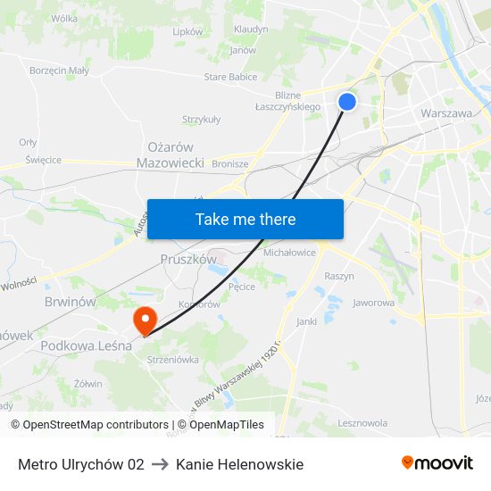 Metro Ulrychów 02 to Kanie Helenowskie map