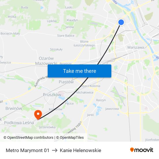 Metro Marymont 01 to Kanie Helenowskie map