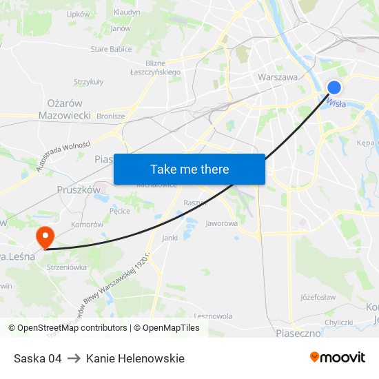 Saska to Kanie Helenowskie map