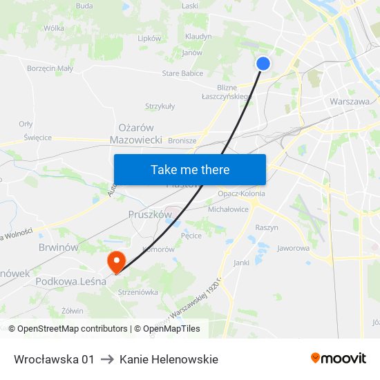 Wrocławska 01 to Kanie Helenowskie map