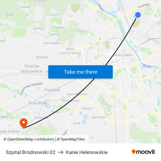 Szpital Bródnowski to Kanie Helenowskie map