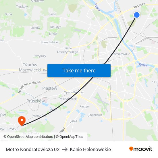 Metro Kondratowicza 02 to Kanie Helenowskie map