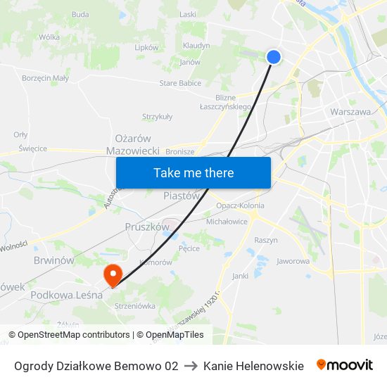 Ogrody Działkowe Bemowo to Kanie Helenowskie map