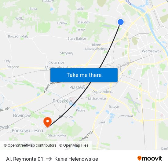 Al. Reymonta to Kanie Helenowskie map