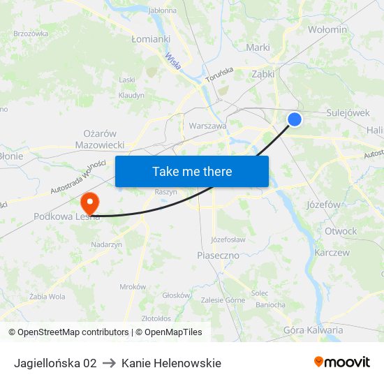 Jagiellońska 02 to Kanie Helenowskie map