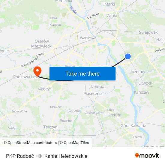 PKP Radość 08 to Kanie Helenowskie map