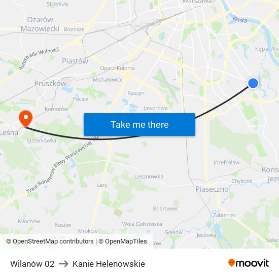 Wilanów to Kanie Helenowskie map