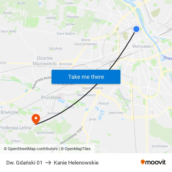 Dw. Gdański 01 to Kanie Helenowskie map