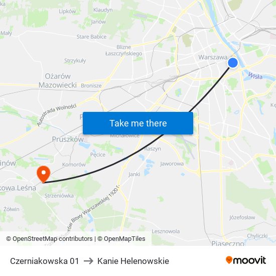 Czerniakowska to Kanie Helenowskie map