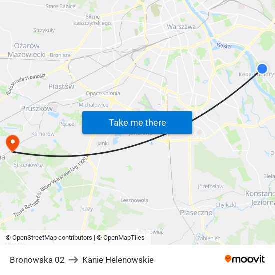 Bronowska to Kanie Helenowskie map