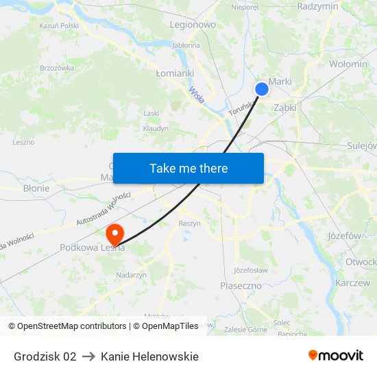 Grodzisk 02 to Kanie Helenowskie map