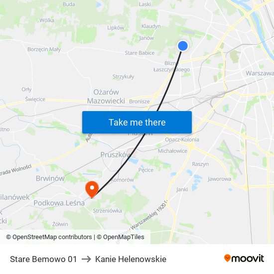 Stare Bemowo to Kanie Helenowskie map