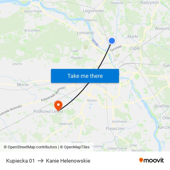 Kupiecka 01 to Kanie Helenowskie map