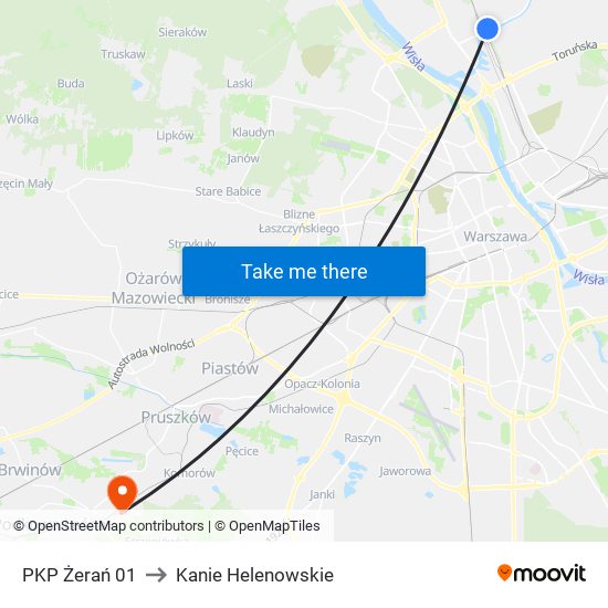 PKP Żerań 01 to Kanie Helenowskie map