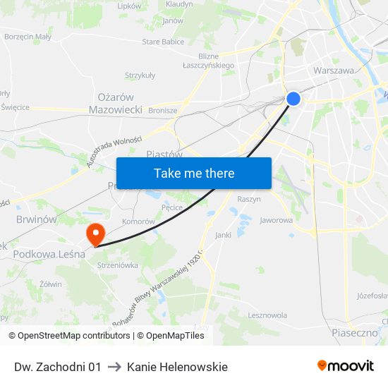 Dw. Zachodni 01 to Kanie Helenowskie map