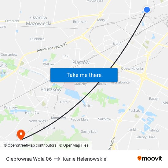 Ciepłownia Wola 06 to Kanie Helenowskie map