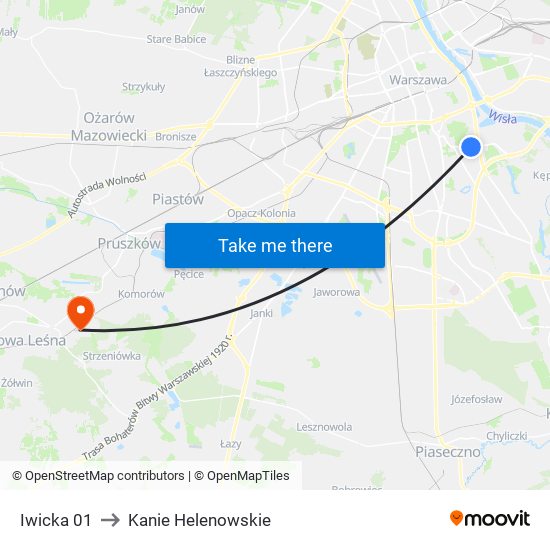 Iwicka to Kanie Helenowskie map