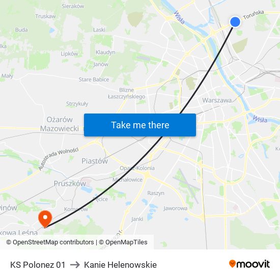 KS Polonez to Kanie Helenowskie map