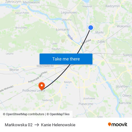 Mańkowska 02 to Kanie Helenowskie map