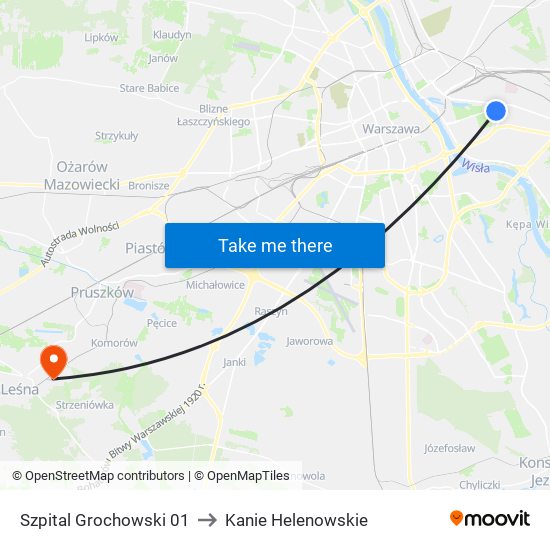 Szpital Grochowski to Kanie Helenowskie map