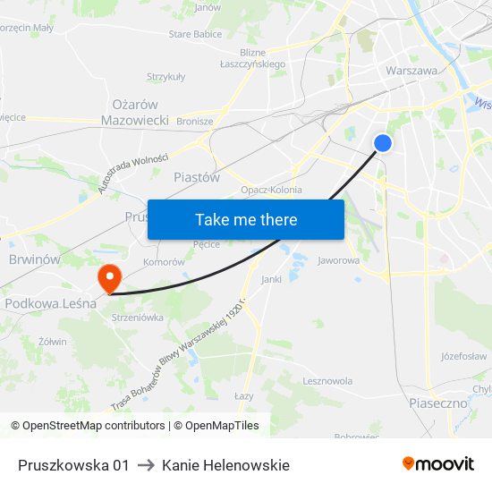 Pruszkowska 01 to Kanie Helenowskie map