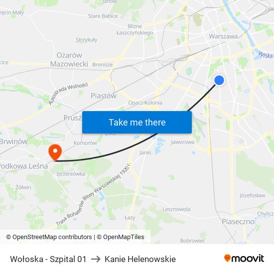 Wołoska - Szpital 01 to Kanie Helenowskie map