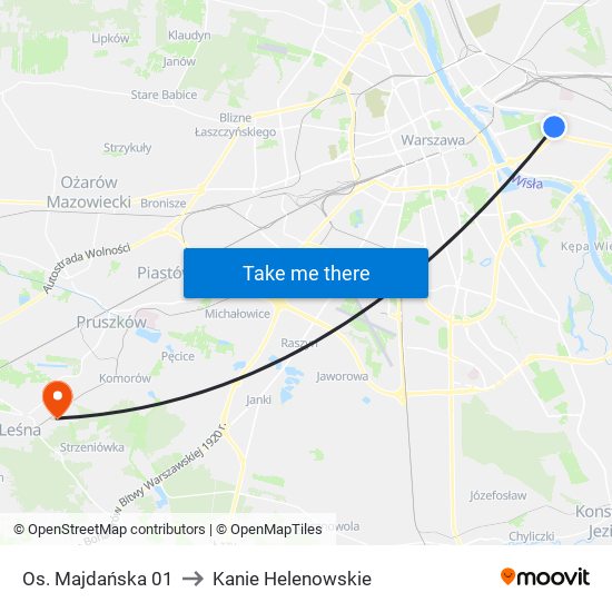 Os. Majdańska 01 to Kanie Helenowskie map