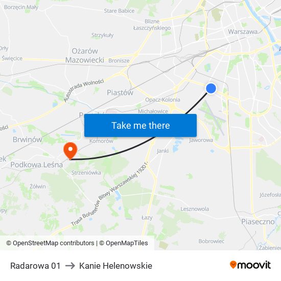 Radarowa to Kanie Helenowskie map