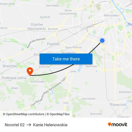 Novotel 02 to Kanie Helenowskie map