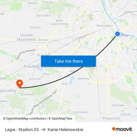 Legia - Stadion 03 to Kanie Helenowskie map