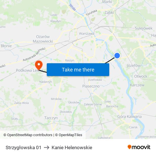 Strzygłowska to Kanie Helenowskie map