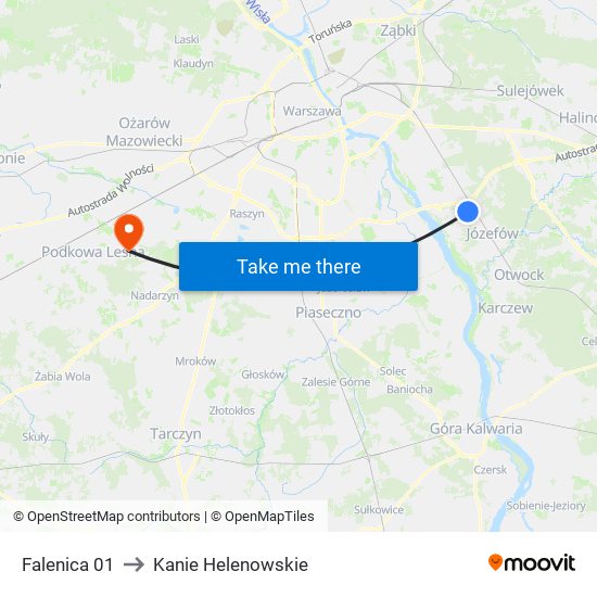 Falenica 01 to Kanie Helenowskie map