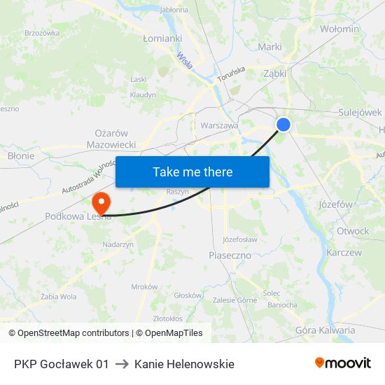 PKP Gocławek 01 to Kanie Helenowskie map