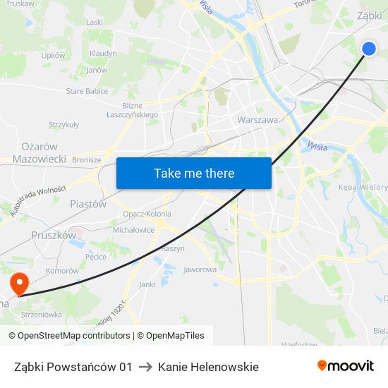 Ząbki Powstańców 01 to Kanie Helenowskie map