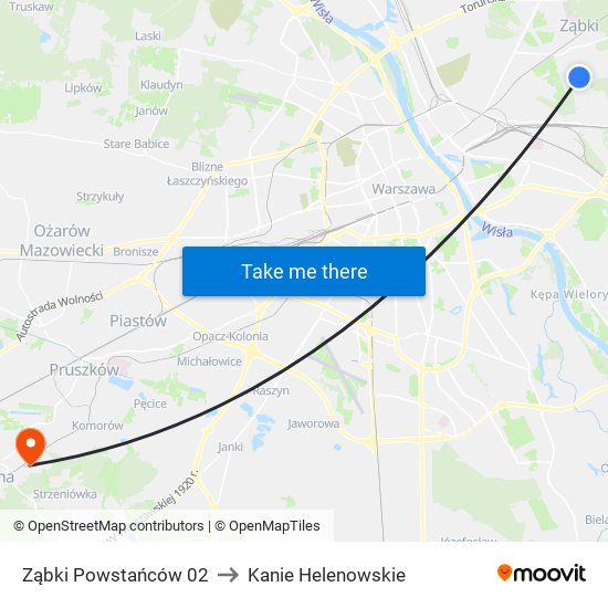 Ząbki Powstańców 02 to Kanie Helenowskie map